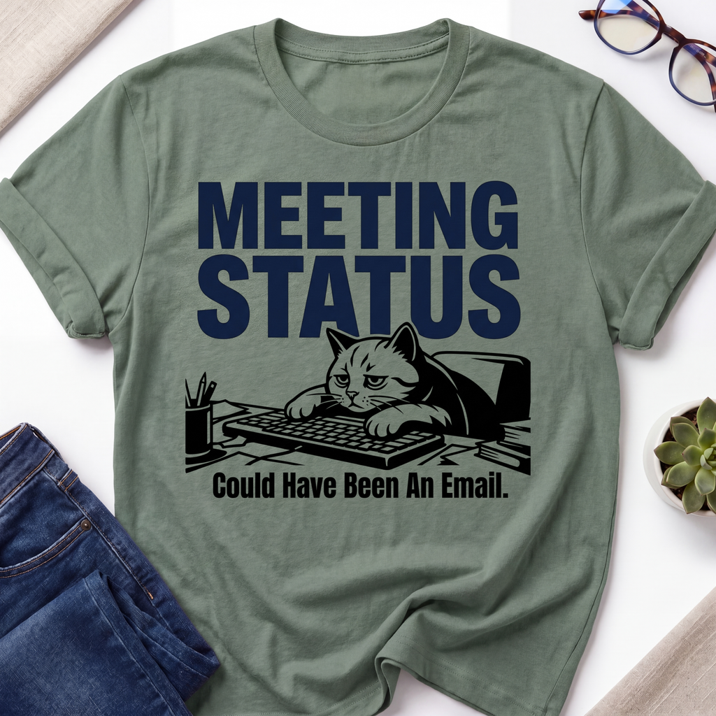 Meeting Status Cat T-Shirt