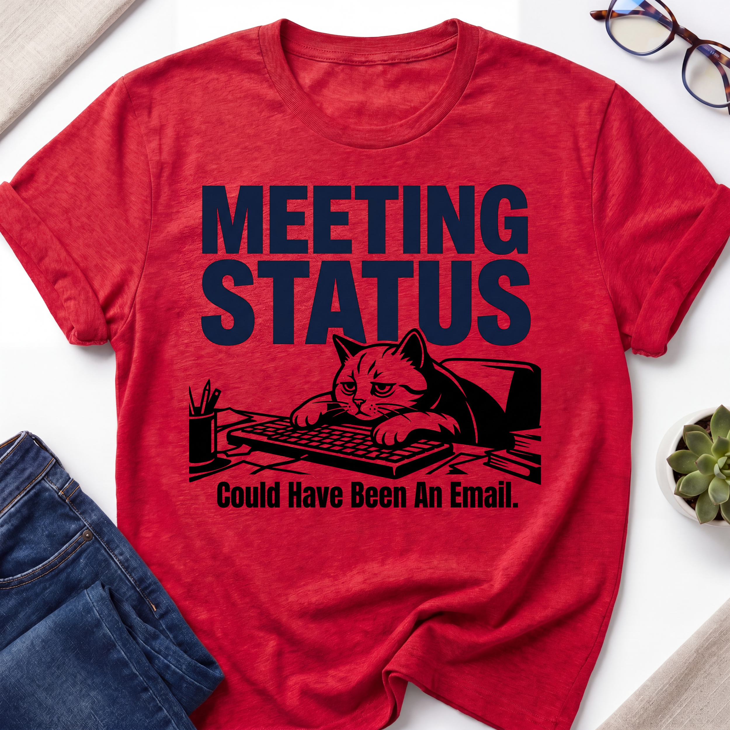 Meeting Status Cat T-Shirt