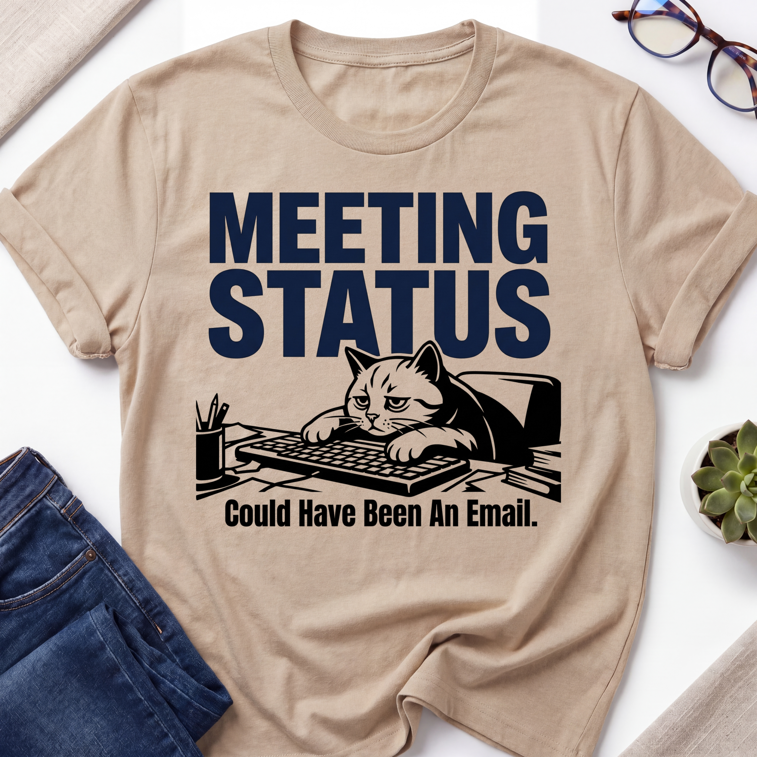 Meeting Status Cat T-Shirt