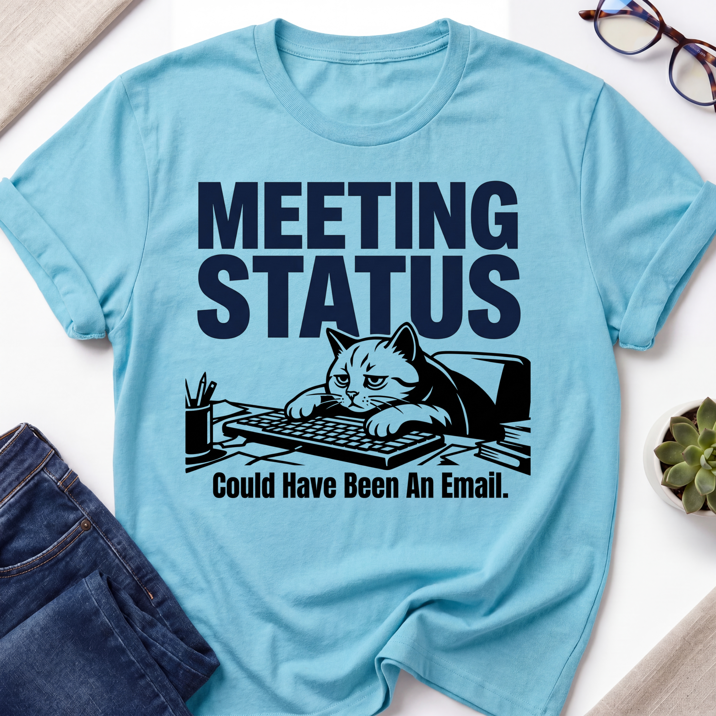 Meeting Status Cat T-Shirt
