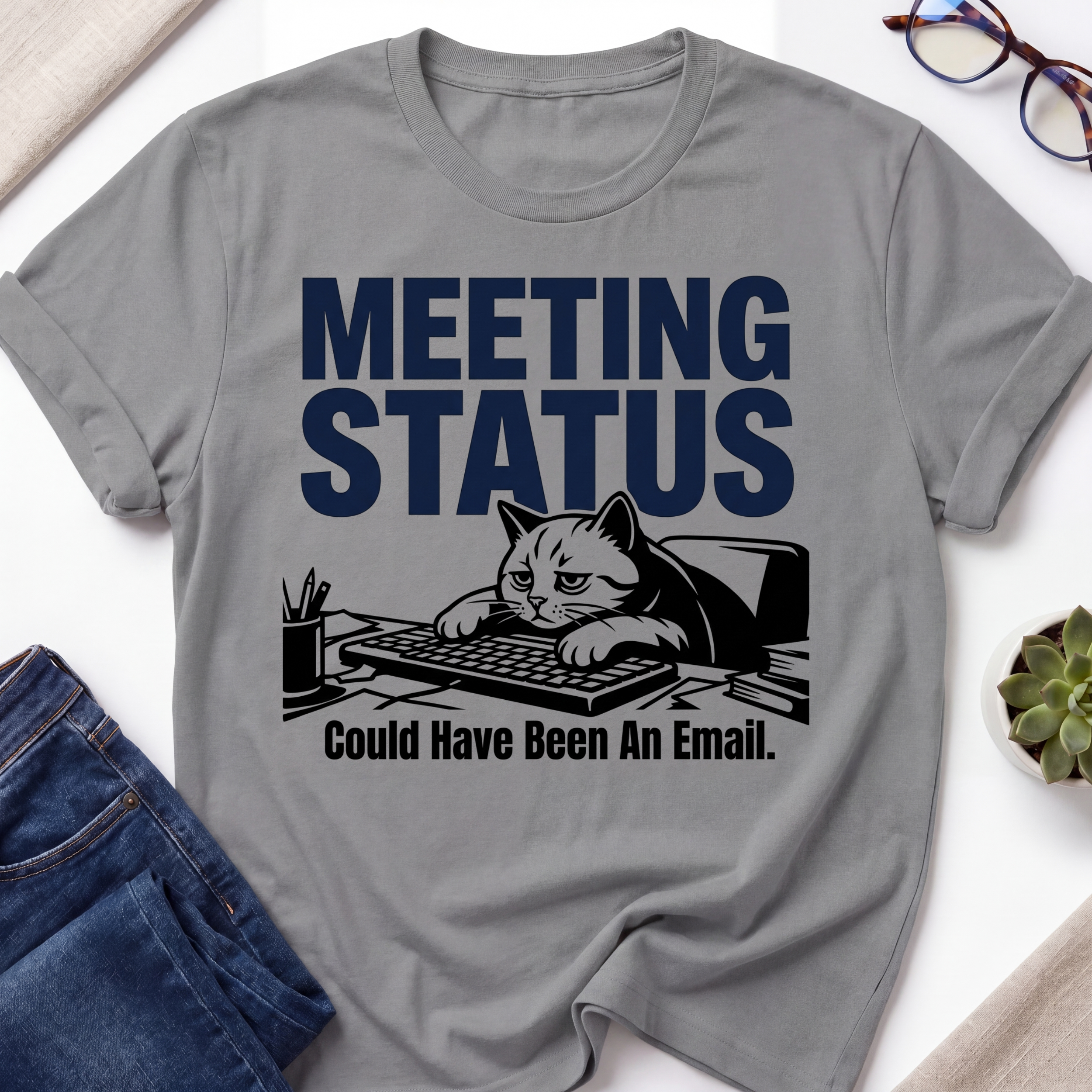 Meeting Status Cat T-Shirt
